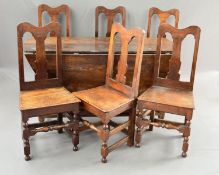 AN 18TH CENTURY AND LATER OVAL OAK GATE LEG TABLE, fitted with a drawer to either end, on block