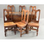 AN 18TH CENTURY AND LATER OVAL OAK GATE LEG TABLE, fitted with a drawer to either end, on block