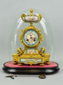 A MID 19TH CENTURY FRENCH JAPY FRERES ORMOLU AND PORCELAIN MOUNTED MANTEL CLOCK, circular dial,