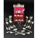 A PARCEL OF SILVER, to include a cased set of George V Old English pattern coffee spoons, maker EP