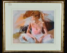 CHRISTINE COMYN (BELGIAN-CONTEMPORARY), 'On The Threshold', a limited edition print, 64/195, of a