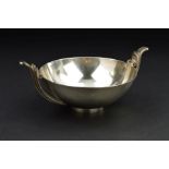 A SWEDISH ART DECO STERLING SILVER TWIN HANDLE BOWL BY ATELIER BORGILA, base marked 'Borgila