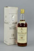 A BOTTLE OF THE MACALLAN 10 YEAR OLD SINGLE HIGHLAND MALT, 40% vol, 75cl, boxed