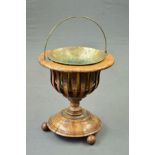 A 19TH CENTURY WALNUT STAINED AND WALNUT JARDINIERE, with boxwood stringing, circular top fitted