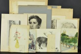 A FOLIO OF LATE 19TH CENTURY ART WORK RELATING TO AMY F. BRIDGES, many pieces bearing the blind