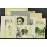 A FOLIO OF LATE 19TH CENTURY ART WORK RELATING TO AMY F. BRIDGES, many pieces bearing the blind