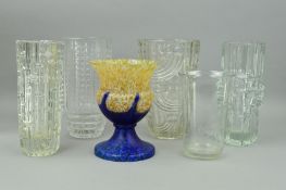 A COLLECTION OF SKLO UNION GLASS VASES, to include a Rosice 617 vase by Vladislay Urban,