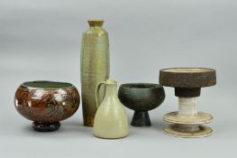 A SELECTION OF STUDIO POTTERY, to include a Leach Pottery jug with impressed mark, approximately