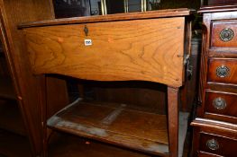 A 20TH CENTURY OAK RECTANGULAR LIDDED BLANKET CHEST, on stand with two drawers at each end united by
