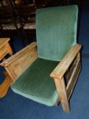 AN ART DECO OAK ARMCHAIR