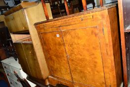 A WALNUT TWO DOOR DRINKS CABINET, and an Art Deco drinks cabinet (2)