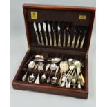 AN ARTHUR PRICE CANTEEN OF SILVER PLATED CUTLERY, six place settings, together with other loose