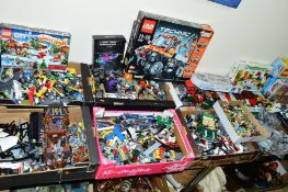 LEGO, eighteen boxes of assorted and part built sets, sealed packets, instruction booklets, etc (
