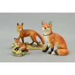 THREE BORDER FINE ARTS FOX SCULPTURES, to include 'Fox' A6724 (style 4), 'Fox' (standing) style