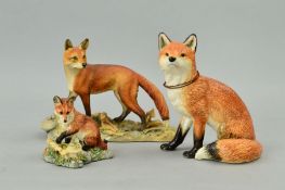 THREE BORDER FINE ARTS FOX SCULPTURES, to include 'Fox' A6724 (style 4), 'Fox' (standing) style