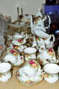 A ROYAL ALBERT 'OLD COUNTRY ROSES', COFFEE/DINNERWARES, to include coffee pot, cream jug, sugar