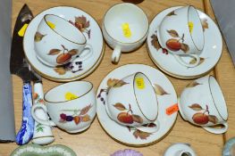 SIX ROYAL WORCESTER 'EVESHAM' CUPS AND SAUCERS, and a cheese knife, together with Spode Italian cake