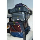 A LEATHER FILE CASE, a Samsonite briefcase, a suit bag, a small suitcase and three other bags (7)