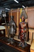 A METAL COMPANION SET IN THE FORM OF A QUEENS GUARD, together with a similar companion set (2)
