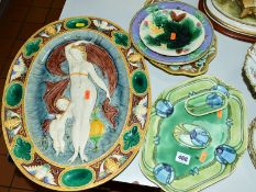 MINTON SECESSIONIST PART DRESSING TABLE SET, No.14, comprising tray, pin dish and covered box with