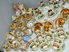 A COOLECTION OF CAPODIMONTE TEA AND COFFEE WARES, trinket boxes, most pieces moulded in relief