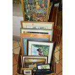 A SMALL QUANTITY OF PICTURES AND PRINTS, etc, to include two contemporary watercolour paintings of