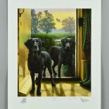 NIGEL HEMMING (BRITISH 1957), 'Early Risers', a limited edition print 61/295 of a pair of labradors,