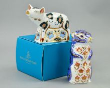 TWO ROYAL CROWN DERBY PAPERWEIGHTS, 'Percy Piglet' gold stopper and 'Chipmunk' (no stopper) (2)