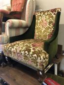 A LOW VICTORIAN MAHOGANY BEDROOM CHAIR