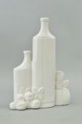 A BENGT NILSSON FOR JIE SWEDEN WHITE GLAZED STILL LIFE ORNAMENT, approximate height 23.5cm