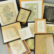TWELEVE ANTIQUE MAPS FEATURING STAFFORDSHIRE, some of the maps have been handcoloured within the