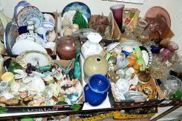 SIX BOXES AND LOOSE CERAMICS AND GLASSWARE, including Shelley, Wade, Crescent China, etc