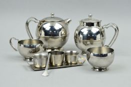 AN OLD HALL FOUR PIECE TEASET WITH A THREE PIECE CONDIMENT SET (9)