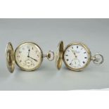 TWO SILVER POCKET WATCHES, the first designed as a full hunter by Election, with Arabic numerals and