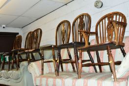 FOUR WHEELBACK CHAIRS, of varying ages, a set of four hoop back Victorian chairs with shaped