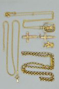 A MISCELLANEOUS JEWELLERY COLLECTION, to include various fine chains, a St Christopher, two