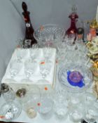 A QUANTITY OF GLASSWASE, to include ruby and cranberry glass decanters, Villeroy & Boch