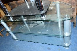 A GLASS THREE TIER TV STAND