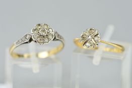 TWO RINGS, to include a mid 20th century paste cluster ring, ring size P, stamped '9ct', together