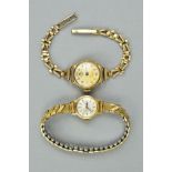 TWO LADIES WRISTWATCHES, to include a mid 20th Century Tissot, round case measuring approximately