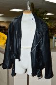 A GENTS 'REAL LEATHER' BLACK JACKET, size 46