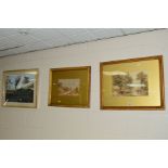 THREE VICTORIAN WATERCOLOUR PAINTINGS, of rural scenes, W.P.H. Foster depicting cattle at a ford