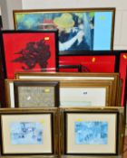 A QUANTITY OF PICTURES AND PRINTS, etc, to include five framed William Russell Flint prints, a large