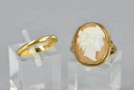 TWO GOLD RINGS, the first a 22ct gold plain band ring, hallmarked Birmingham 1949, ring size J1/2,