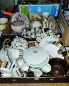 TWO BOXES OF CERAMICS AND GLASSWARE, including Midwinter and Denby tea and dinnerwares, Poole