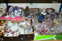 FIVE BOXES OF TEA AND COFFEE WARES, glassware, etc, including Japanese egg shell china, etc