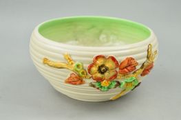 A CLARICE CLIFF BOWL, relief moulded, 'My Garden' pattern, Autumn colours, No 86A, approximate