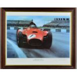 GAVIN MACLEOD (BRITISH 1951-2003) 'FANGIO-SILVERSTONE 1956', a limited edition print 400/470 of