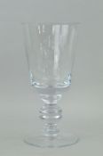 JENNIFER BLANT (BRITISH 20TH CENTURY), a contemporary oversize clear glass goblet, the conical