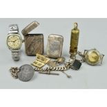 A SELECTION OF MAINLY LATE 19TH TO EARLY 20TH CENTURY JEWELLERY, to include two silver vesta